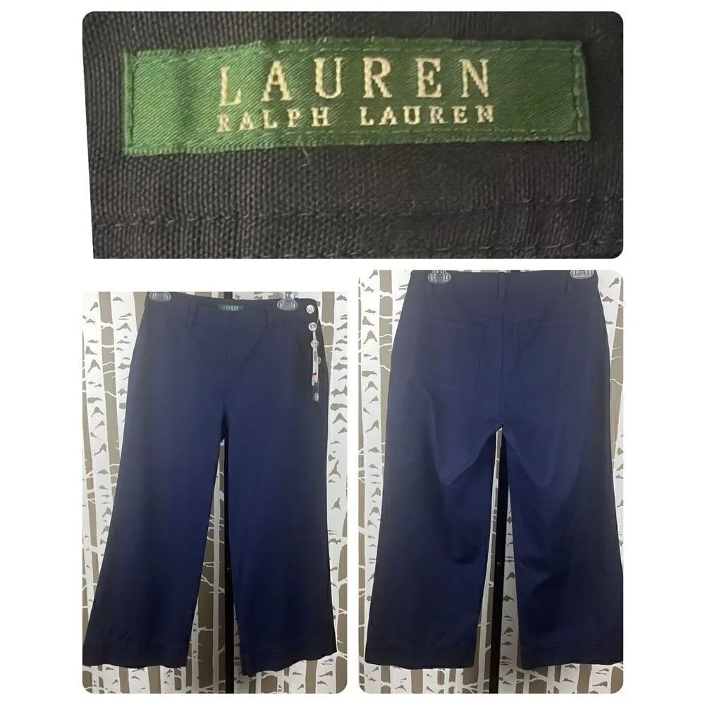 Lauren Ralph Lauren Riviera Crop Pants Navy Blue NEW sz 2